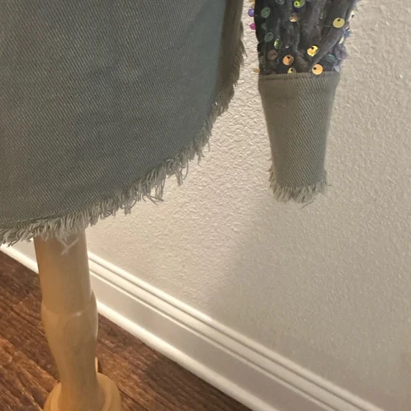 ChicMe Oversized Khaki & Sequin Button Down Shirt-Size S - Picture 5 of 12